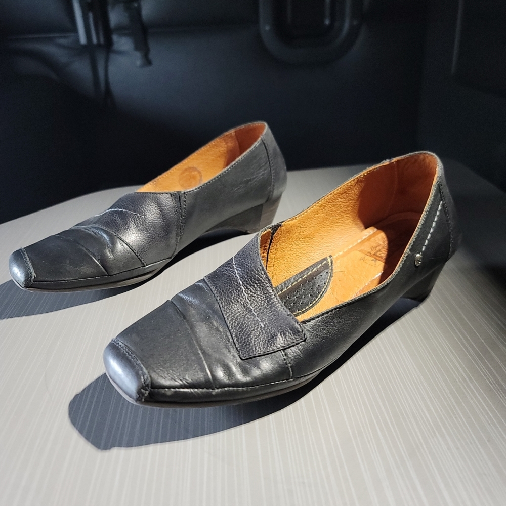 Pikolinos Women US 9 EU40 Black Leather Casual Square Toe Loafer 1.5" Heel EUC